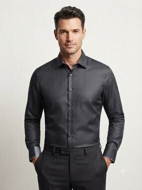 New men’s Haupt charcoal gray dress shirt sz M